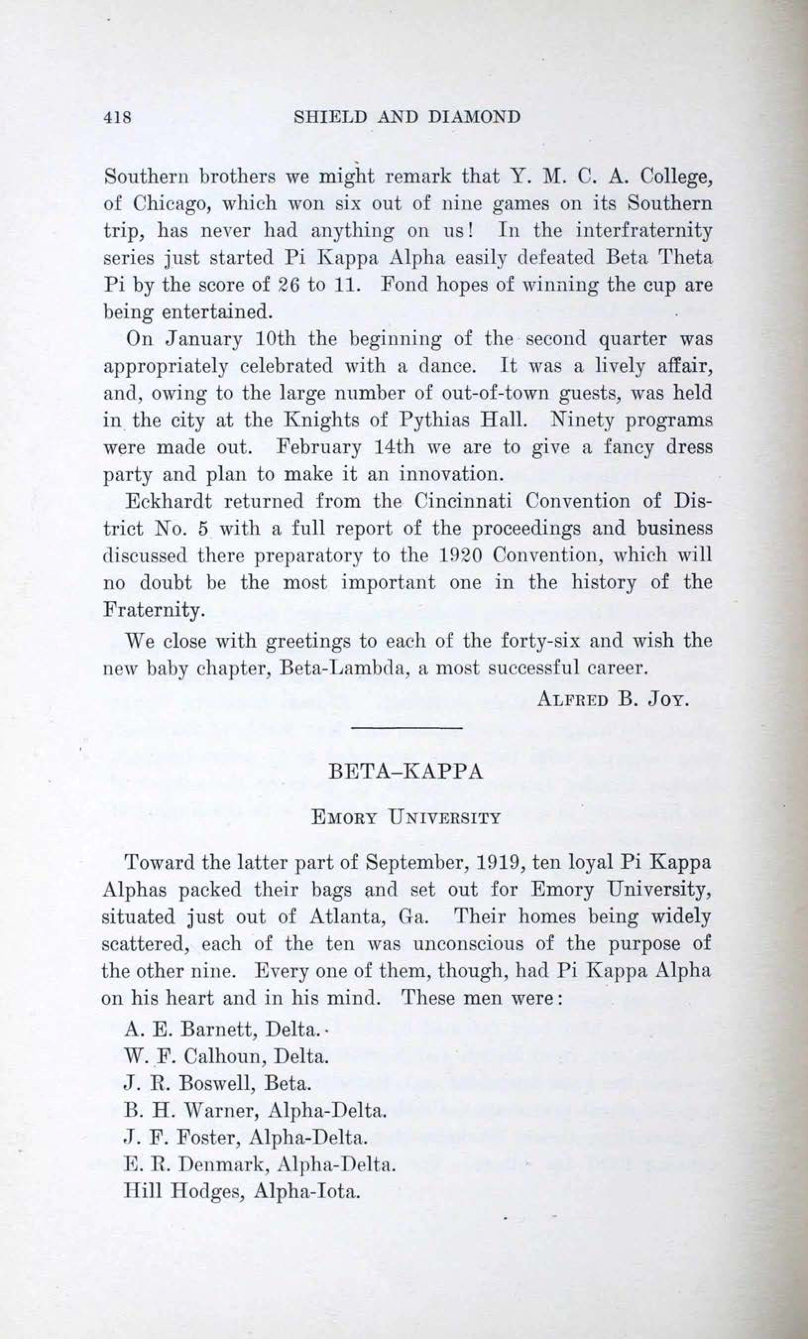Beta-Kappa, February 1920